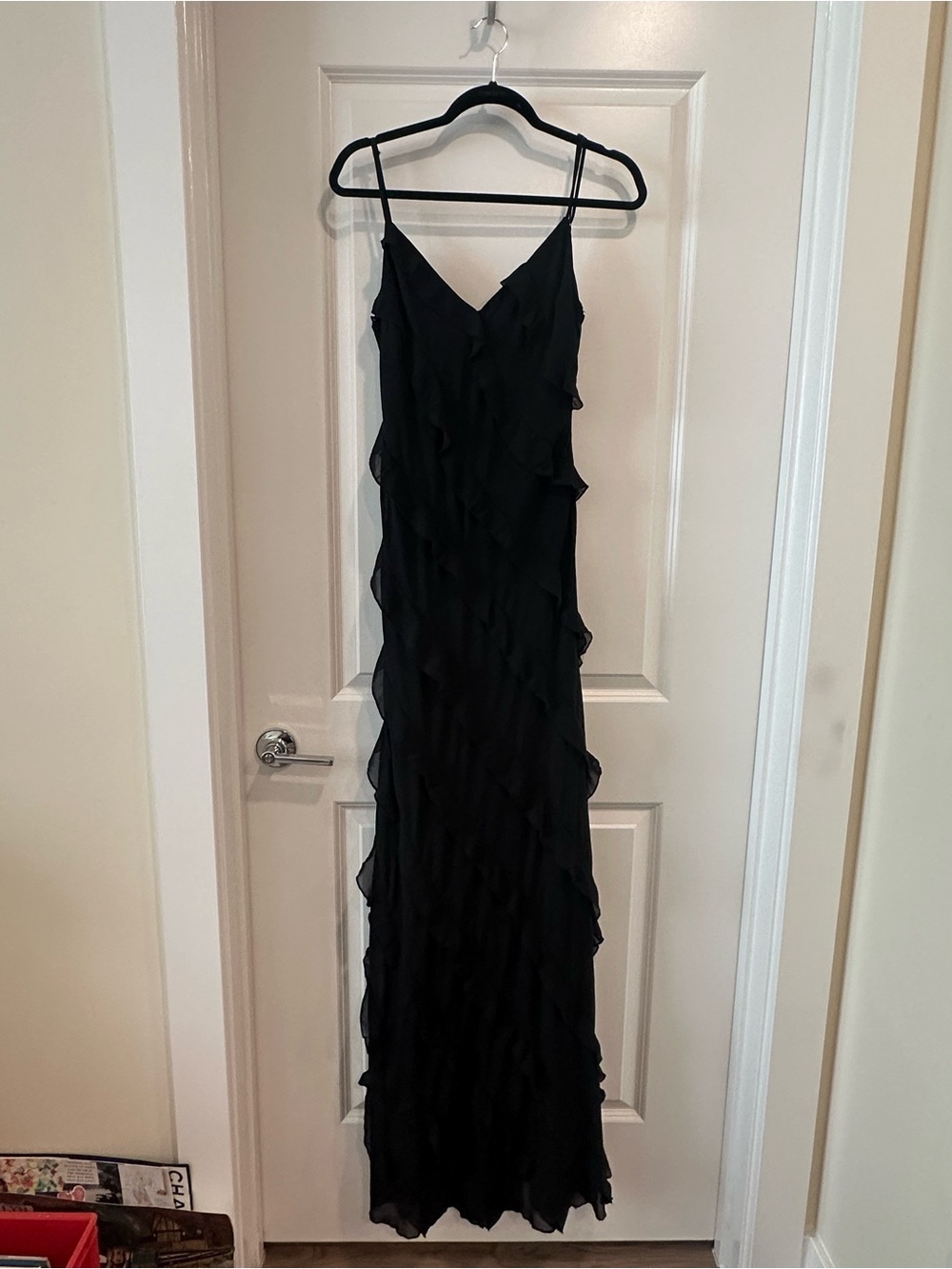 B Darlin Black Ruffle-Trim Maxi Slip Dress